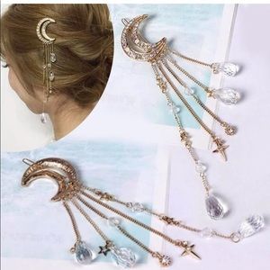 NEW Moon Stars Hair Clip Rose Gold